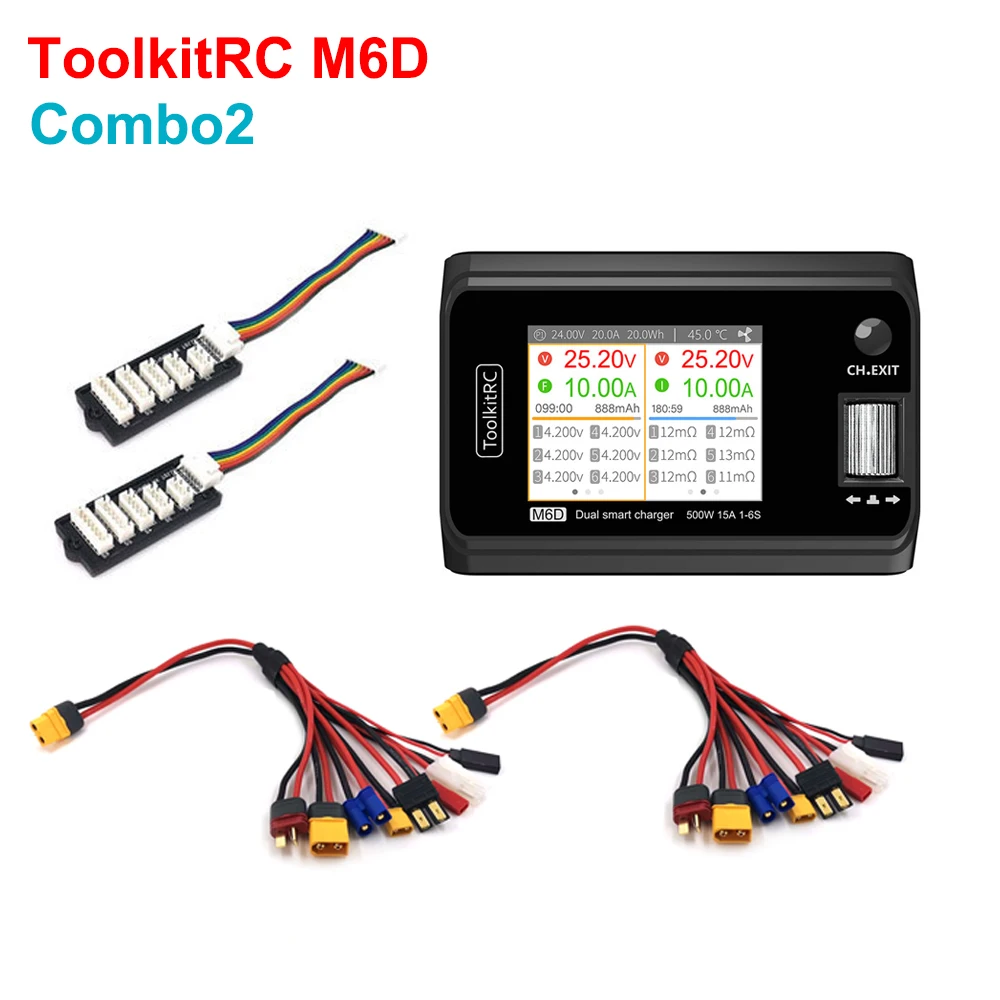 ToolkitRC M6D Combo с двумя зарядными кабелями и фотовспышками балансировочная плата 500W