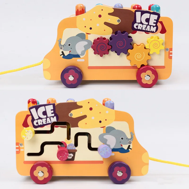 

Kids Wooden Montessori Whac-A-Mole Toy Multifunctional Beat Slide Early Learning Educational Sensory Bab Children's Gift Toys