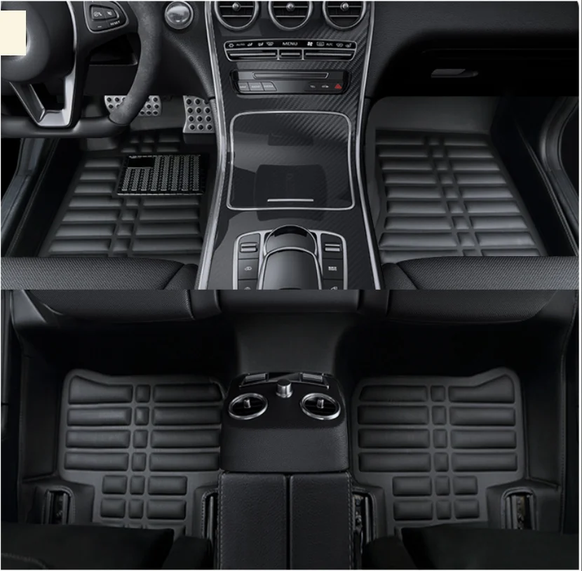 

leather car floor mats for Mercedes w205 2015 2016 2017 2018 2019 2020 interior carpet rug foot auto mat c class benz