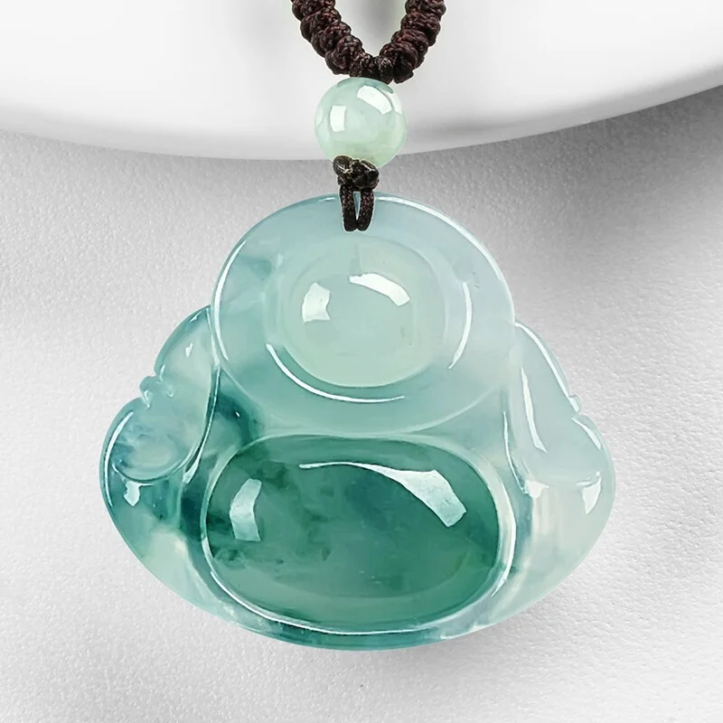 Real Burma Jadeite Buddha Pendant Feng Shui Charm Necklace Men Women Myanmar Emerald Jades Stone Statue Lucky Amulet Gift | Украшения и