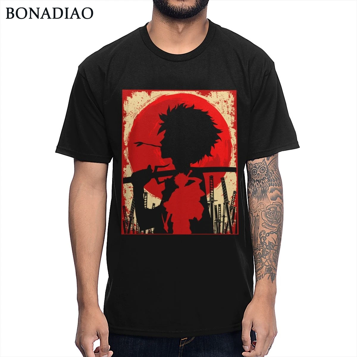 

Футболка с круглым вырезом, с принтом самурайского заката