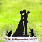 Топпер для свадебного торта с кошками, персонализированный Топпер для торта с двумя кошками, украшение для свадебного торта с вечерние Ками