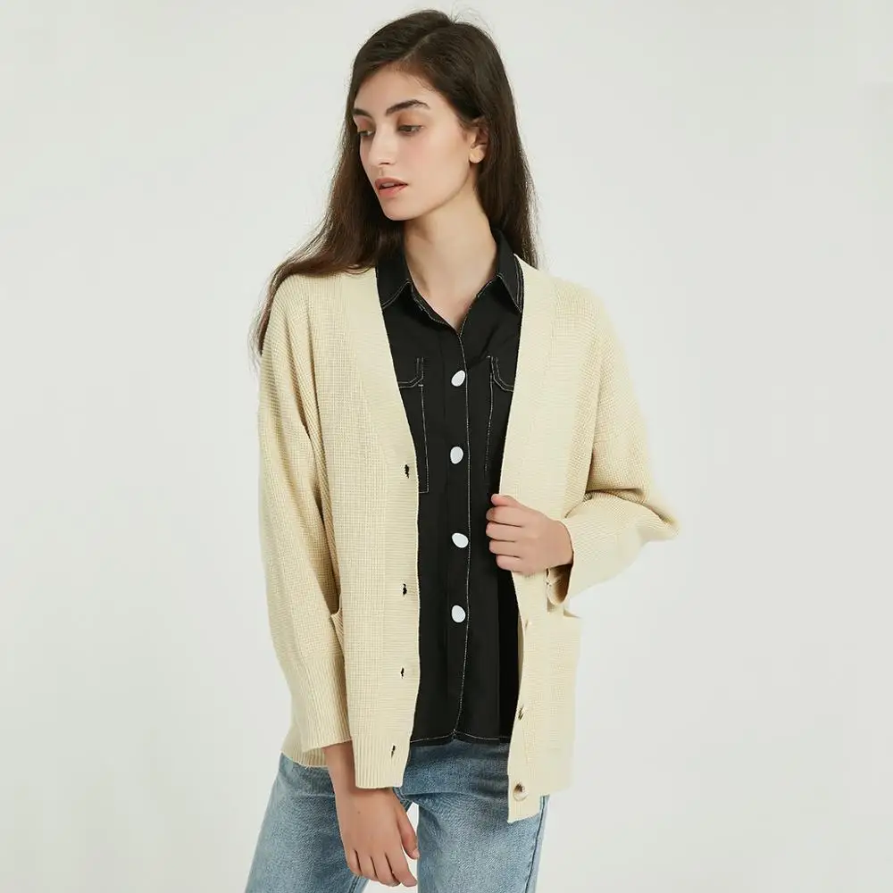 Wixra Женский вязаный кардиган свитер осень зима Повседневный v-образный вырез