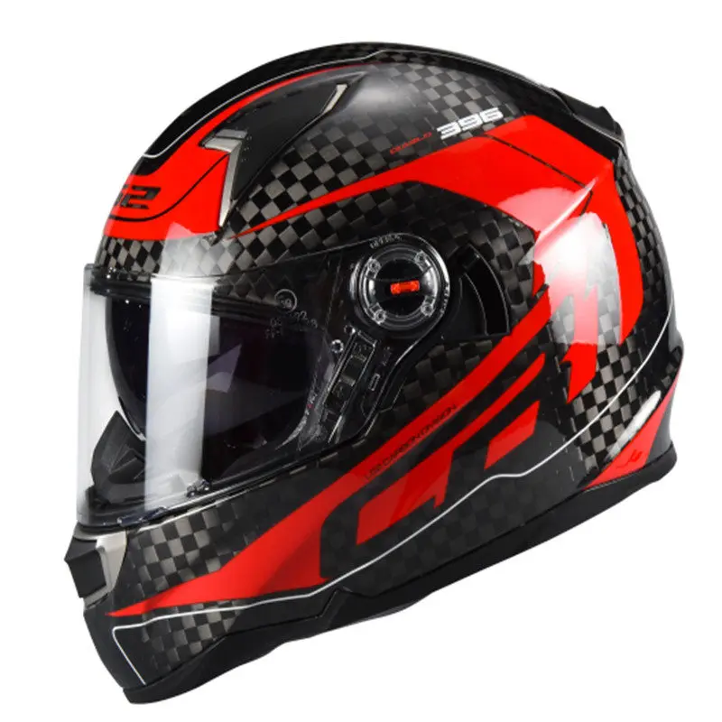 LS2 FF396 из углеродистого волокна с полным покрытием уход за кожей лица moto rcycle шлем мужские гонки moto Casco capacete ls2 шлем с двойным объективом ECE Сертификация - Цвет: Red