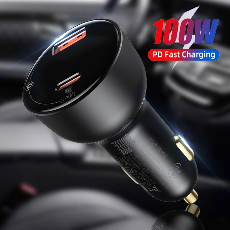 

Автомобильное зарядное устройство USB Type-C, 100 Вт, адаптер для быстрой зарядки, цифровой дисплей для iPhone 12, Xiaomi 11, Huawei P40