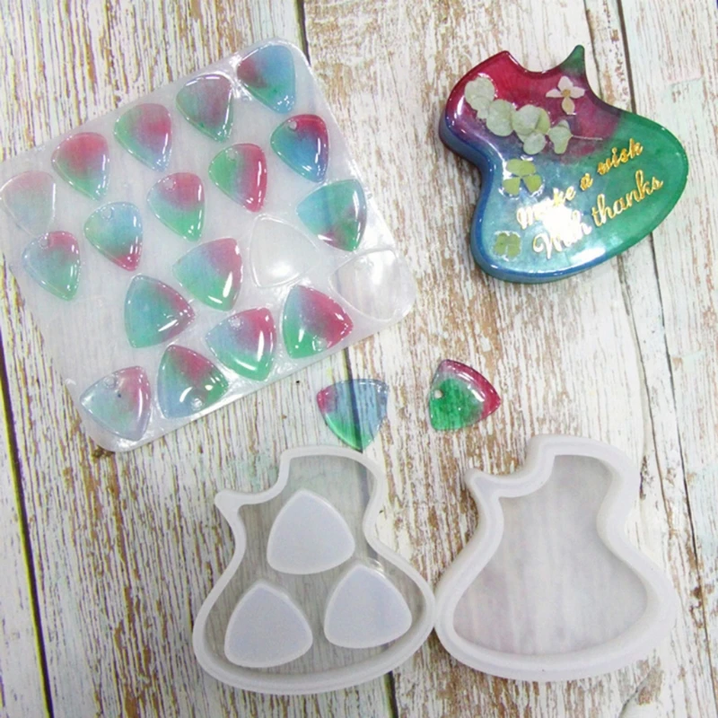 

2 Pieces Transparent Color Guitar Pick Mold Silicone Guitar Picks Mold Epoxy Casting Mold Jewelry Pendant Making Tool