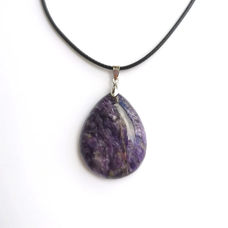 FFGems 100% Природный чароит фиолетовое большое ожерелье с кулоном высокого качества