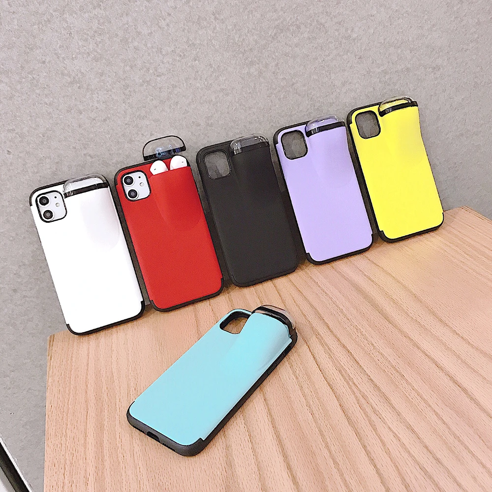 Multifunction Phone Case For iPhone 6S Plus 7 8 11 Pro Max Silica Gel Cover Xs Xr X Two In One Earphone case |