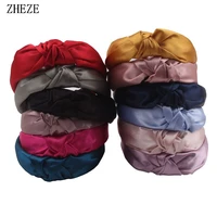 10pcslot 2022 trendy silk knotted hairband spring summer headband for girls women popular diy party hair accessories promo