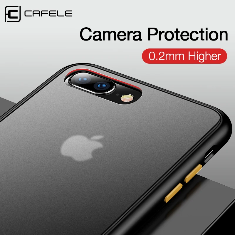 CAFELE чехол для телефона для iPhone 7, 8, 7 plus, 8 plus, PC, жесткая задняя крышка с силиконовым чехлом, чехол с мягкими краями, полупрозрачная задняя крышка для iPhone 7, 8 Plus