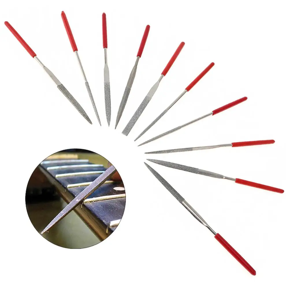

Guitar Tools 10pcs 140x3MM Diamond Files Guitar Crowning Luthier Files Metal Edge Polish Tool for Musical Instruments DIY