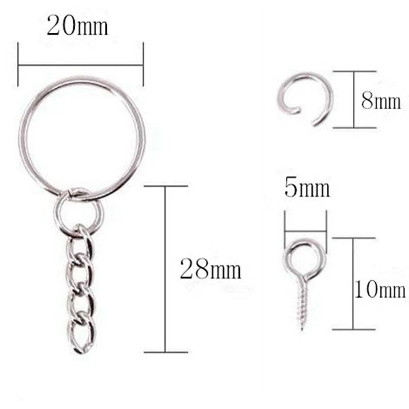 

450Pcs Key Chain Rings Kit, Including 150Pcs Keychain Rings with Chain and 150Pcs Jump Ring with 150Pcs Screw Eye Pins