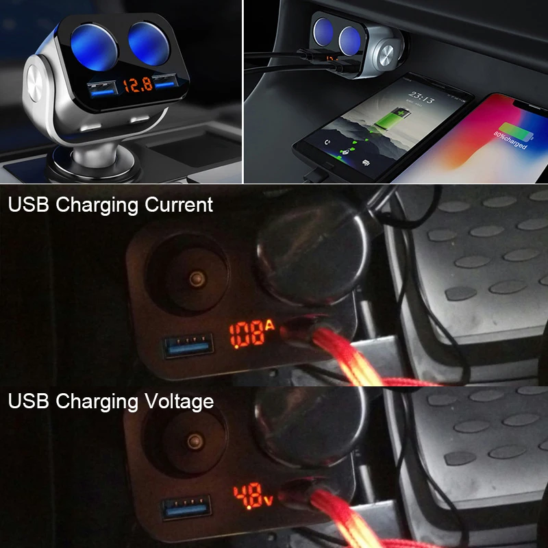 QC3.0 автомобиля Зарядное устройство Dual Порты USB ЖК дисплей Дисплей 12 30В авто разъем