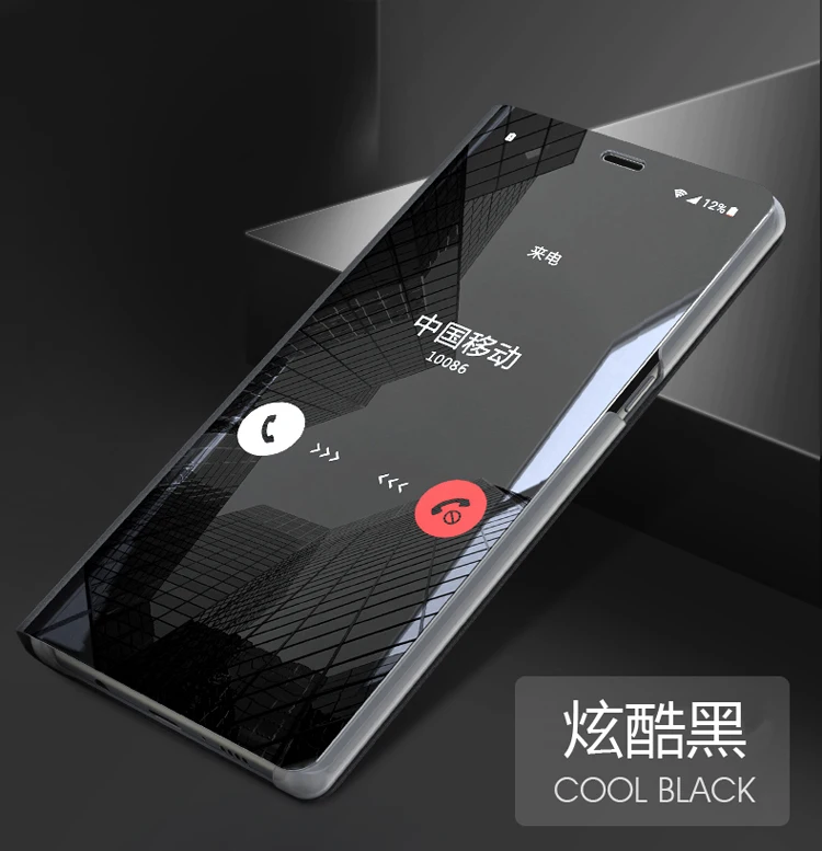 Черный Умный зеркальный флип-чехол Xiaomi Redmi note 8 Pro Redmi 6 7 8 6A 7 A 8 A S2 чехол для телефона защитный чехол - Цвет: Черный