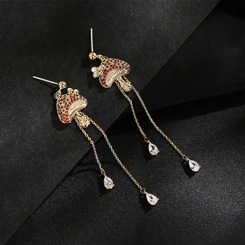 Новые милые длинные серьги-кисточки SWOUR с цветами грибы серебряные булавки пробы