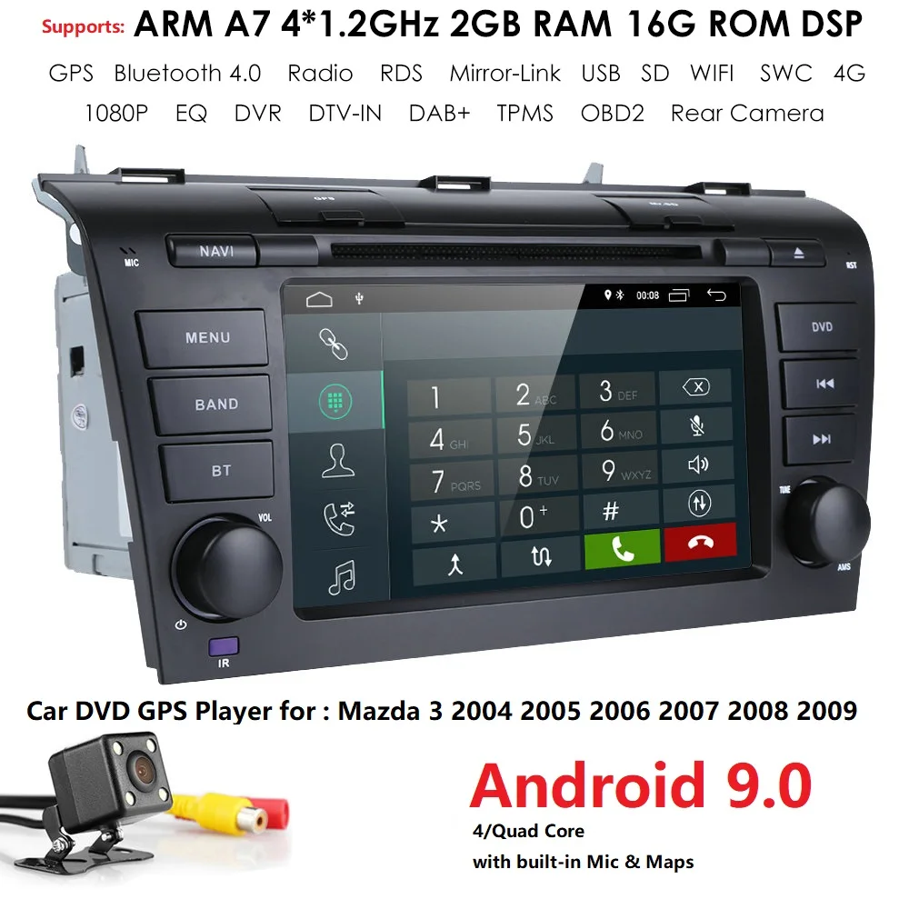 4G модем Android 9 0 автомобильный DVD для Mazda 3 2004 2009 SIM Автомобильный мультимедийный