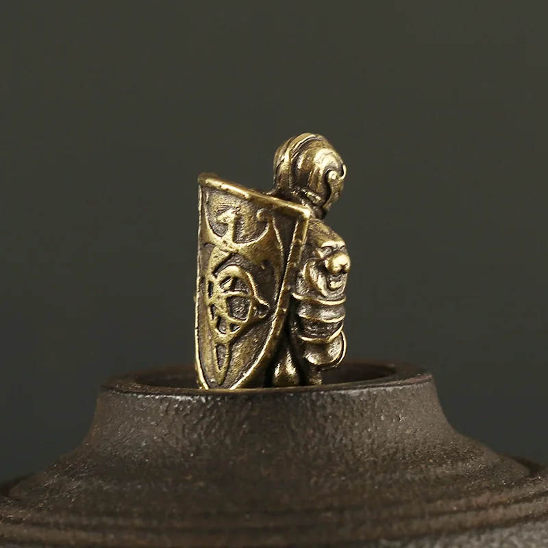 Винтажный латунный Crusader Armor Knight EDC бусы на веревочке брелки Подвески DIY Warrior зонт