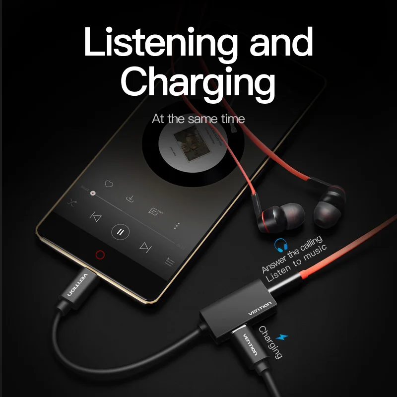 Vention 2 в 1 Тип C до 3 5 мм конвертер для зарядки наушников USB Type Aux адаптер Xiaomi Mi6 Huawei