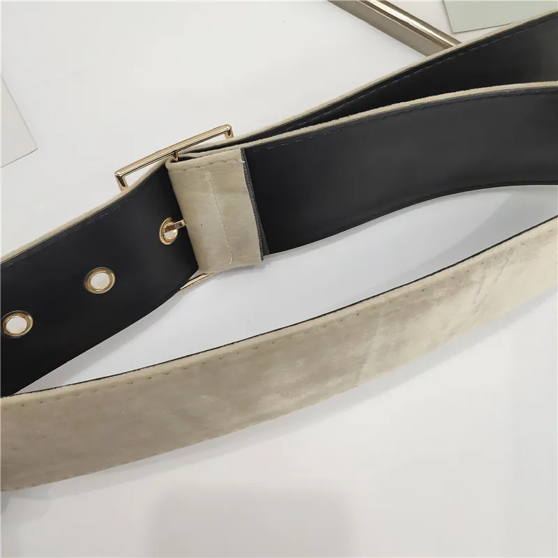 

Coat Square Pin Buckle Belt Female Ornament Waist Seal with Skirt Wide Elastic Wide Belt Versatile Simplicity Waist String