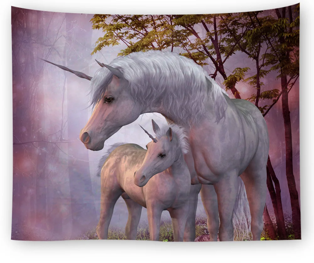 ONGLYP 3D Unicorn Pattern Tapestry Nordic Simplicity Fantasy Bedroom Living-room Wall Hanging Tapestries Curtain Home Decor | Дом и сад