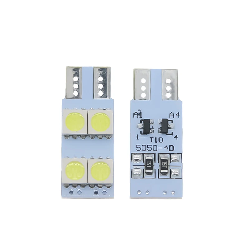 

100 шт. T10 5050 4smd неполярная парковочная лампа T10 светодиодный ные лампы с 5050SMD 4 LED s Light 194 168 W5W светодиодный ная лампа белый холодный синий