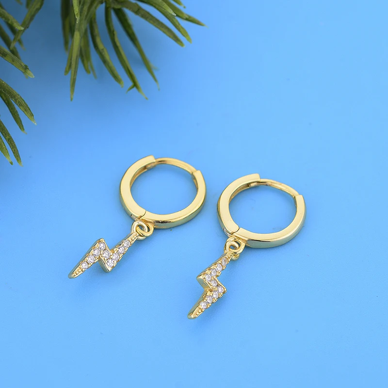 FC ювелирные изделия 925 серебро маленький золотой цвет молния Цирконий