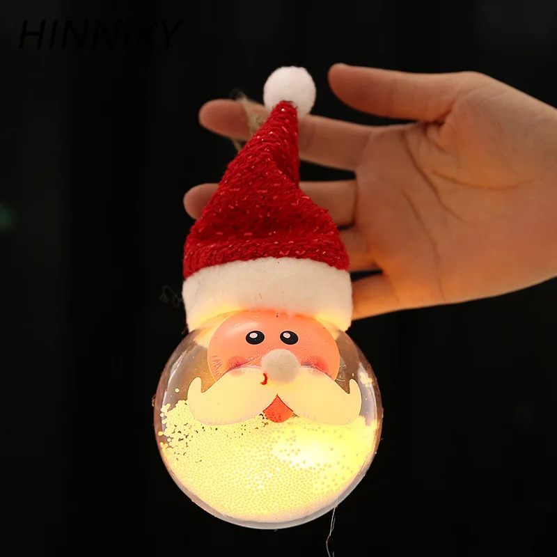 Hinnixy Luminous Christmas Tree Hanging Decoration Santa Snowman Deer Transparent Ball Night Light Holiday Xmas Decor Lighting | Освещение