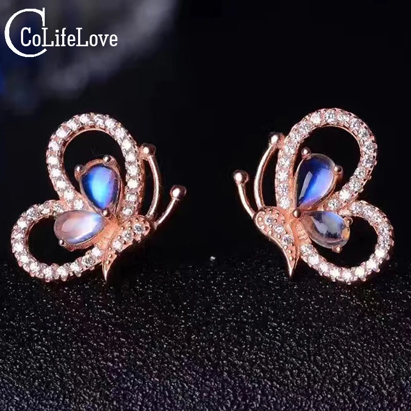 Красивые серьги гвоздики с драгоценными камнями в виде бабочек 4 шт. 4*6 мм Серьги