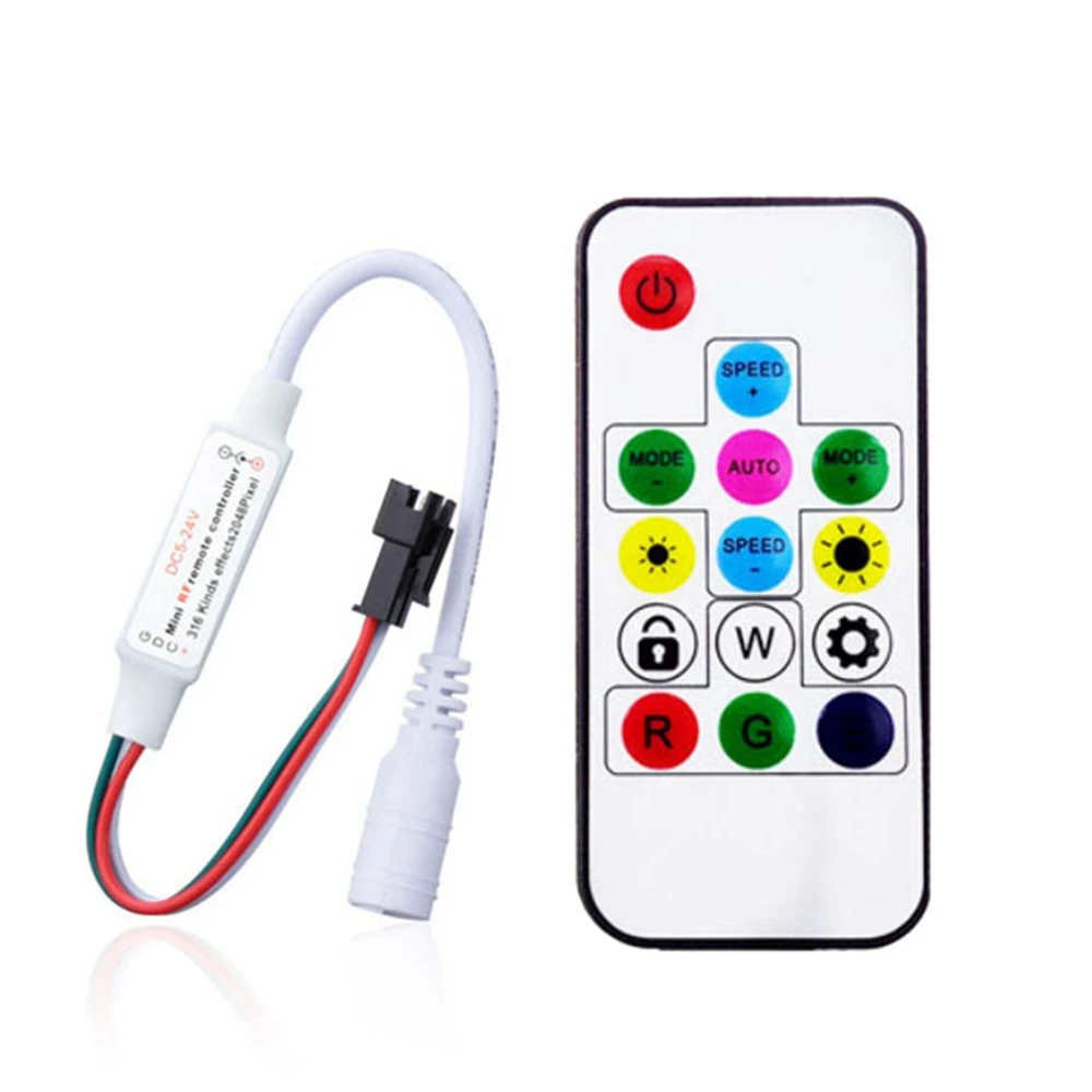 Светодиодный светильник WS2812B WS2811 SK6812 RGB Led контроллер 14 ключей RF беспроводной