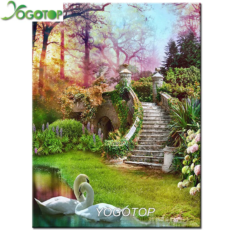 

diy diamond painting Garden swan 5d diamant embroidery spring Square/Round mosaic Handmade Home Decor natural landscape YY2722