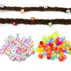 100 шт.лот 6x6 мм акриловые буквы алфавита кольца для волос 4 мм большие отверстия Дред бусины для женщин аксессуары для волос оплетка инструмент для укладки