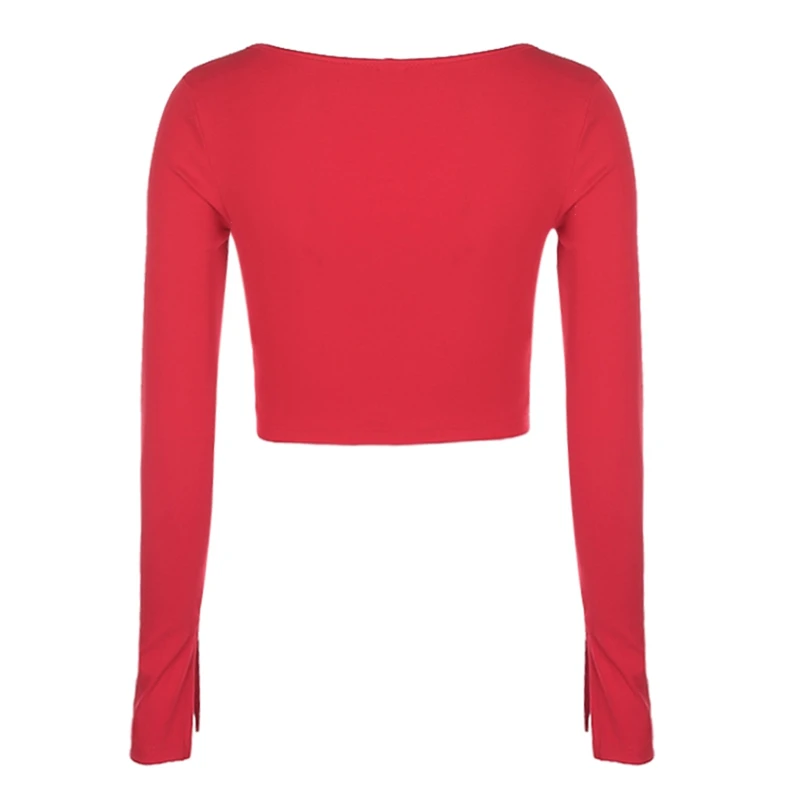 

Long Sleeve Casual Ruched Shirt for Women Korean Style Letter Print V-Neck Basic Crop Top Shirt Streetwear