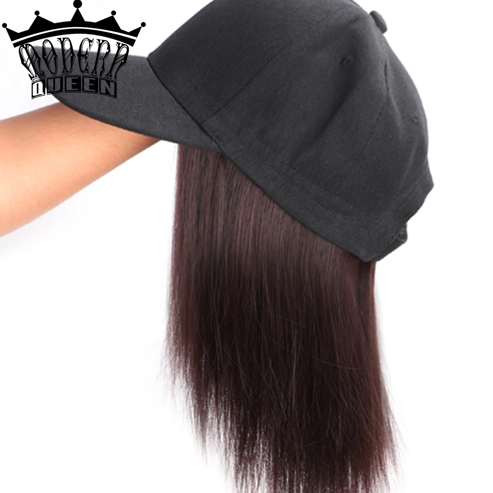 Бейсболка с коротким синтетическим Бобом парик из прямых/волнистых волос черный