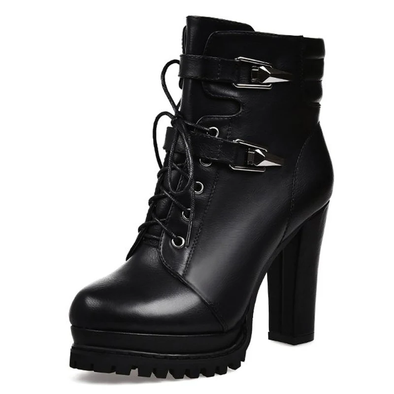 Botas de moda senhoras de salto grosso botas curtas 2020 outono e inverno novo estilo britânico sapatos femininos de salto alto botas de tornozelo (0)