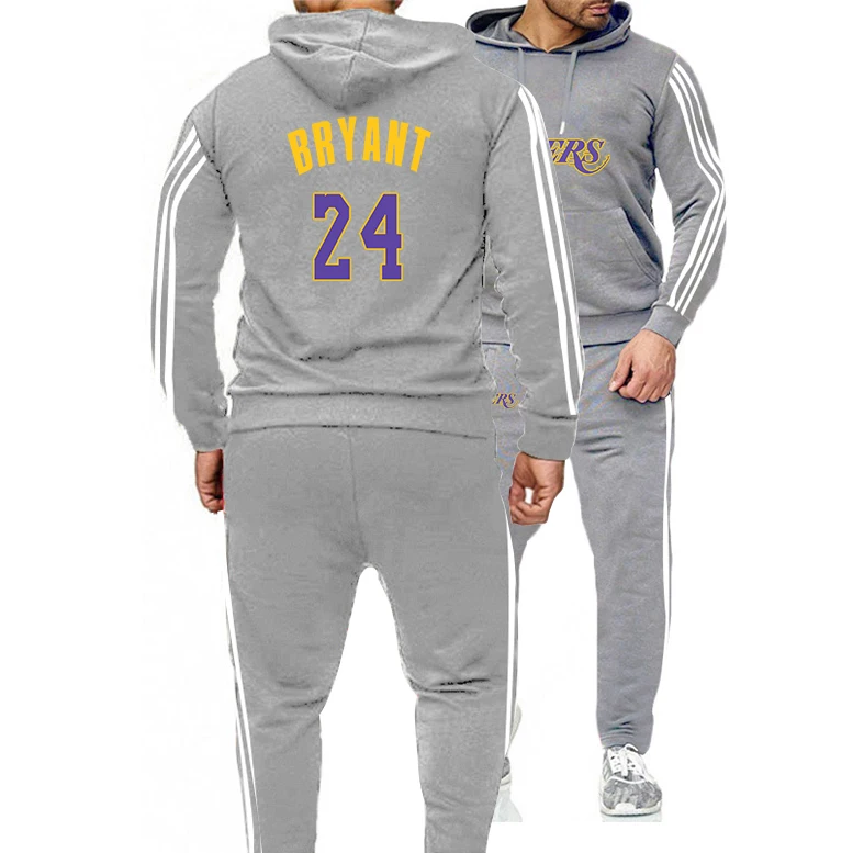 

New Men Casual Sleeve Clothing Trend Slim Fit Basketball Jersey Cotton #24 BRYANT Sweatshirt Hoodies Two Piece Set Training suit