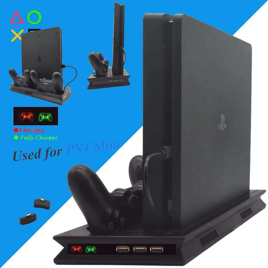 Тонкая светодиодная вертикальная подставка для PS4 зарядное устройство
