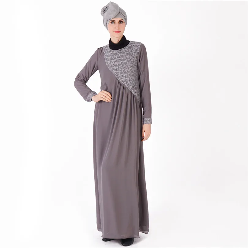 Взрослая двухслойная шифоновая Абая Дубай мусульманское кружевное платье исламские турецкие платья с