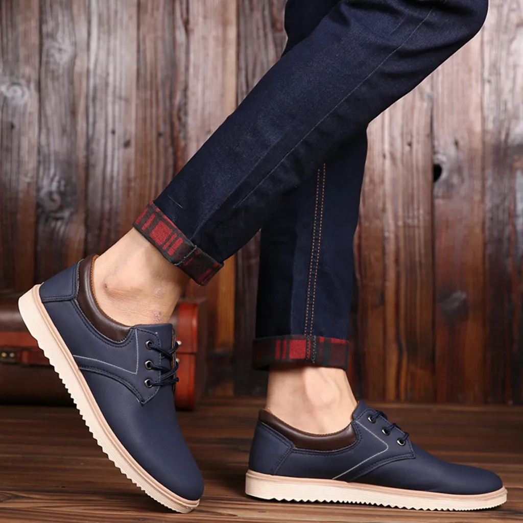 Мужская повседневная обувь однотонные Нескользящие кроссовки на шнуровке