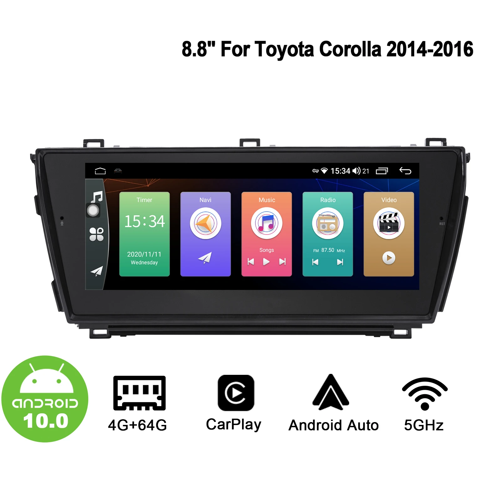 

Joying 8.8inch Android10 Car Radio for Toyota Corolla 2014 2015 2016 GPS DSP Carplay 5G WIFI Optical Output Subwoofer SPDIF
