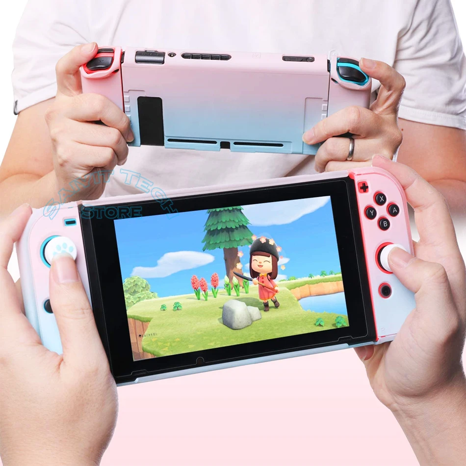 Розовый чехол для Nintendo Switch съемный ультратонкий цветной защитный жесткий из