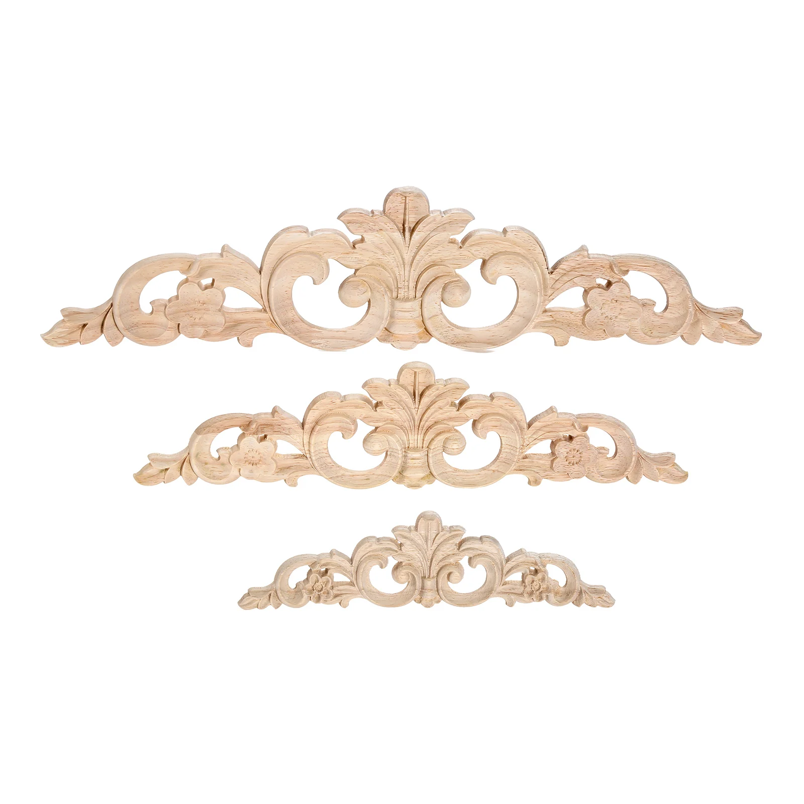 

1 pc Carving Natural Wood Appliques For Furniture Cabinet Unpainted Wooden Mouldings Decal Vintage Home Decor Decorative