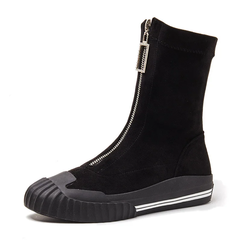 Женские тонкие ботинки Koovan короткие на молнии спереди новинка осенне-зимнего