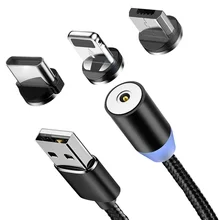Kabel USB Magnetik LED Pengisian Cepat Tipe C Kabel Magnet Pengisi Daya Data Kabel USB Mikro Kabel Ponsel Kabel USB