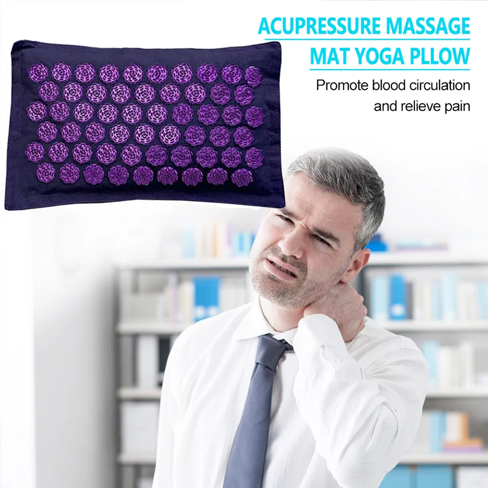 Yoga mat set neck and body acupoint massage pad pain relief linen | Красота и здоровье