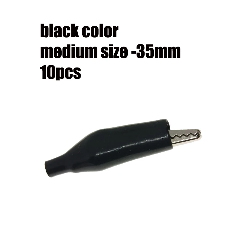 10pcs-35mm-black 28 мм металлический зажим типа крокодил G98 Электрический зажим типа крокодил 35 мм 45 мм Зонд Пробник красный и черный ремень пластиковый стартер автомобильный аккумулятор - Цвет: 10pcs-35mm-black