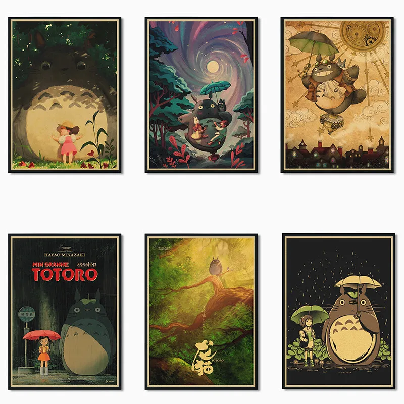 

Японское аниме Миядзаки Хаяо тонари no Totoro постер из крафт-бумаги внутреннее украшение для детской комнаты