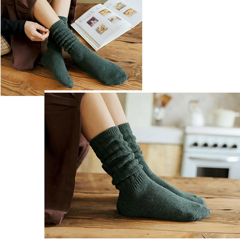 

Ladies Pure Cotton Forest Color Thick Cozy Socks Polychromatic comfortable Girls' Textured Solid Autumn New Washable Stocks