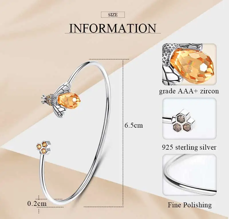 Женские браслеты с Пчелой и сотами TONGZHE из стерлингового серебра 925 пробы милым