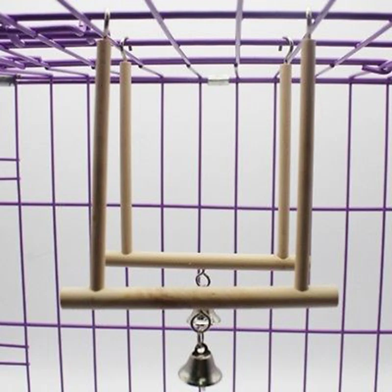 1PC Wooden Birds Cage Perch Cage Hanging Wood Birds Perch Parrot Toys Stand Holder Natural Wood Swing Pet Supplies images - 6