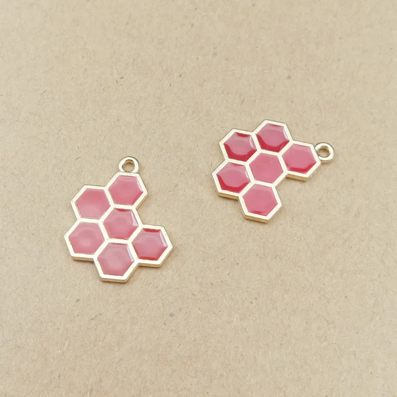 

10pcs Honeycomb Charm For DIY Jewelry Making And Crafting Enamel Charms Earring Necklace Pendant Handmade Accessories 16x20mm